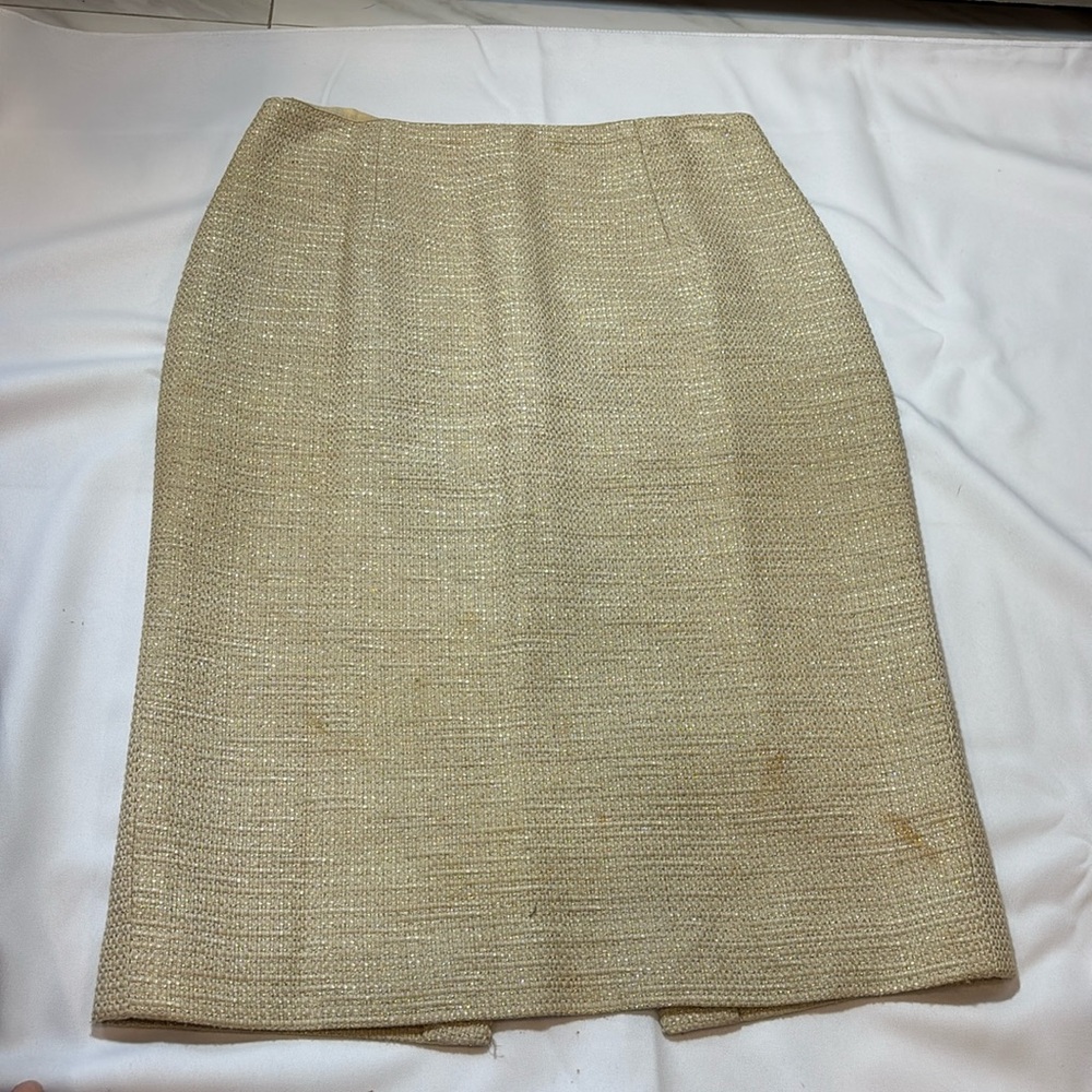 Beige and gold pencil skirt